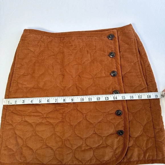 Madewell New Corduroy Quilted Brown Pockets Mini A-line Skirt Fall Women's 4 - Picture 12 of 12